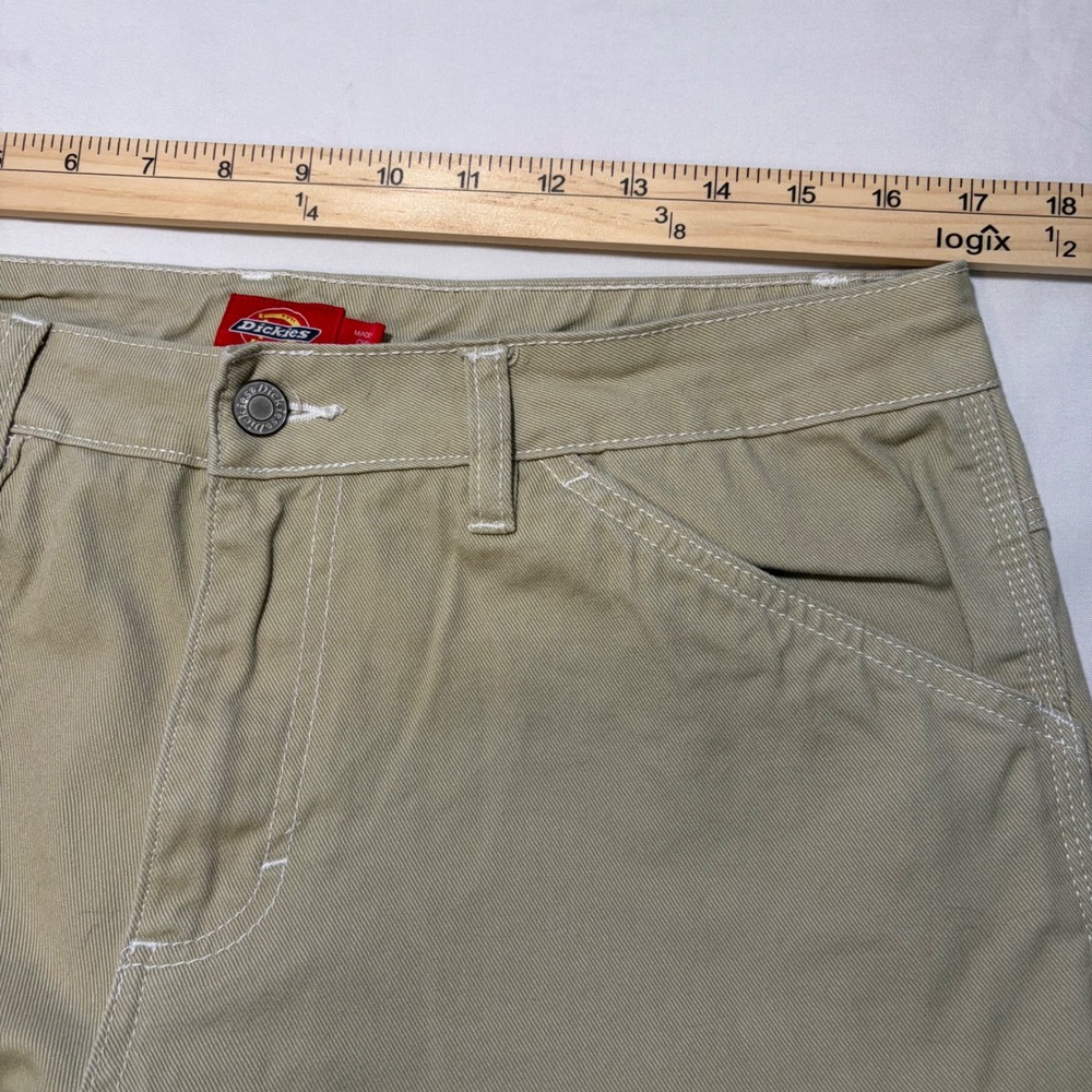 Dickies Girl Carpenter Pants Khaki Tan Cotton Twill Straight Leg CP20 Size 13/31 - Picture 9 of 11
